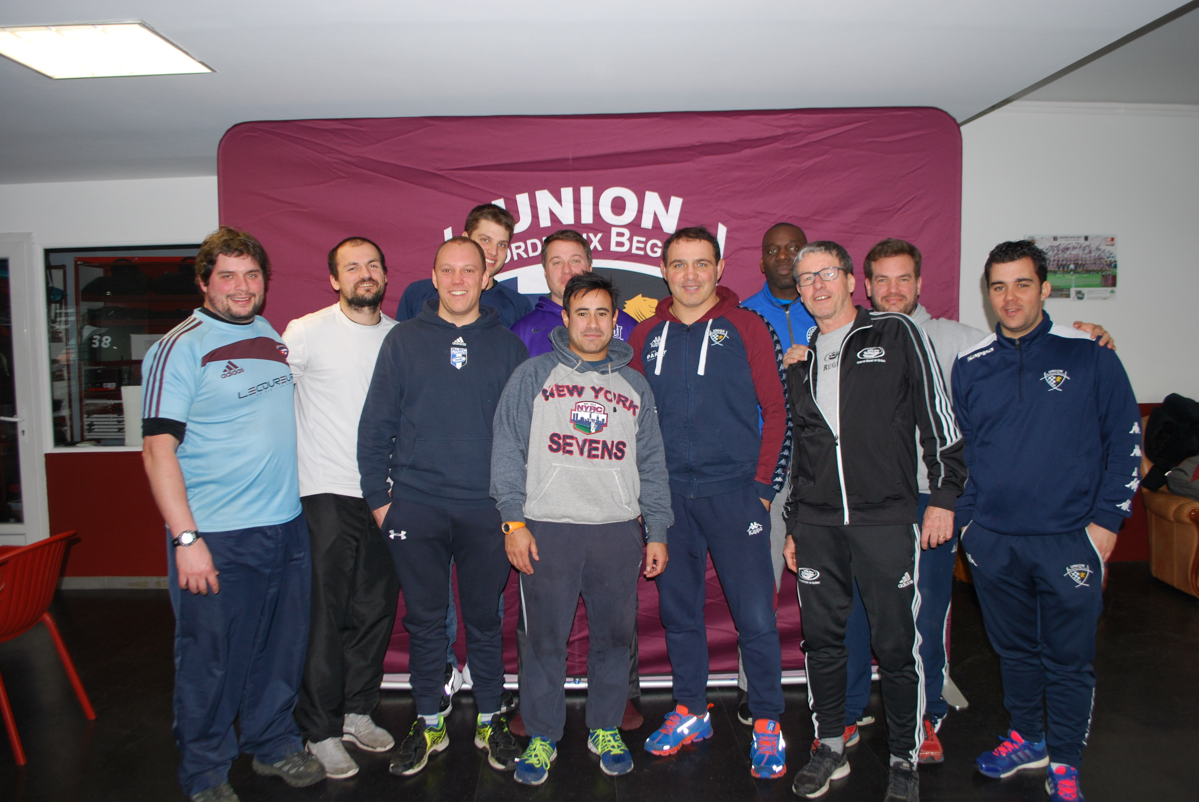 L'équipe des entraîneurs québécois avec Raphaël Ibanez (Manager général) et David Ortiz (Responsable du centre de formation) 